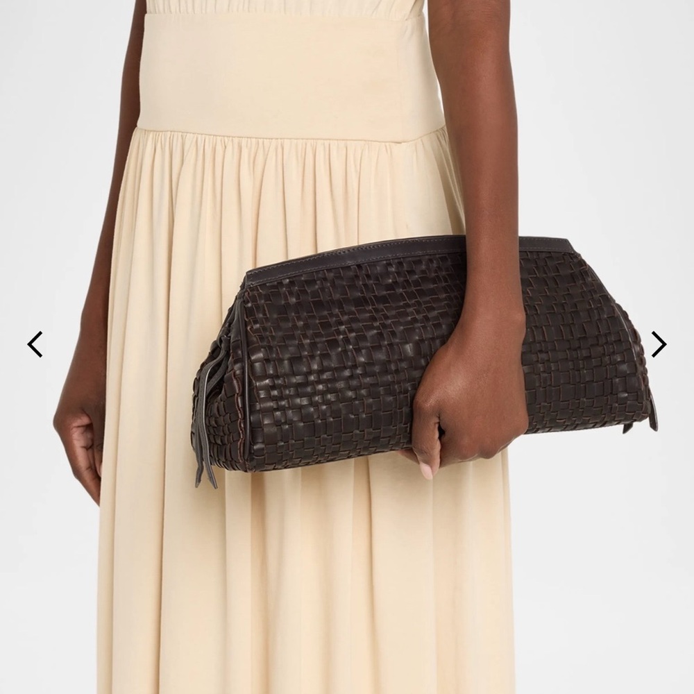 STAUD Brown Woven Leather Clutch Bag - Picture 2 of 12